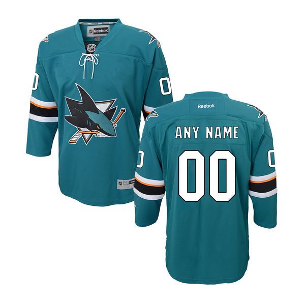 Youth San Jose Sharks Reebok Teal Custom Premier Home NHL Jersey